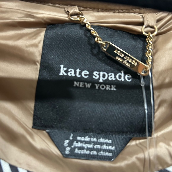 Kate Spade Camel Quilted Puffer Jacket NWT Large Lightweight Snap Front Coat - Picture 2 of 9